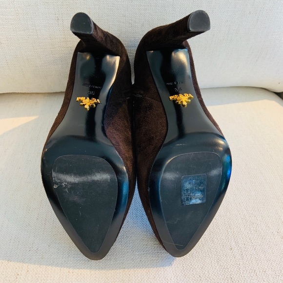 Suede Prada chocolate hidden platform booties - Picture 6 of 7
